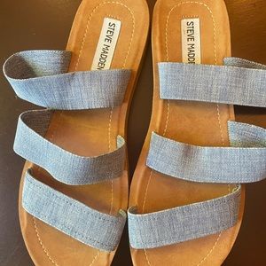 Steve Madden Sandals 3 Strap Blue denim color Size 10